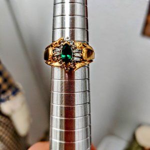14K Gold Ring & Lab Grown Emerald Marquise Ring - 50% Discount + Free Shipping
